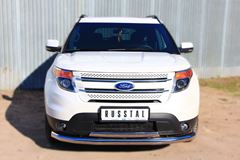 Защита переднего бампера D76 (секции) 75х42 овал (дуга) для Ford Explorer V 2012-