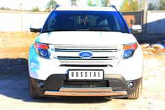 Защита переднего бампера 75х42 / 75х42 овал (дуга) для Ford Explorer V 2012-