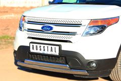 Защита переднего бампера 75х42 / 75х42 овал (дуга) для Ford Explorer V 2012-