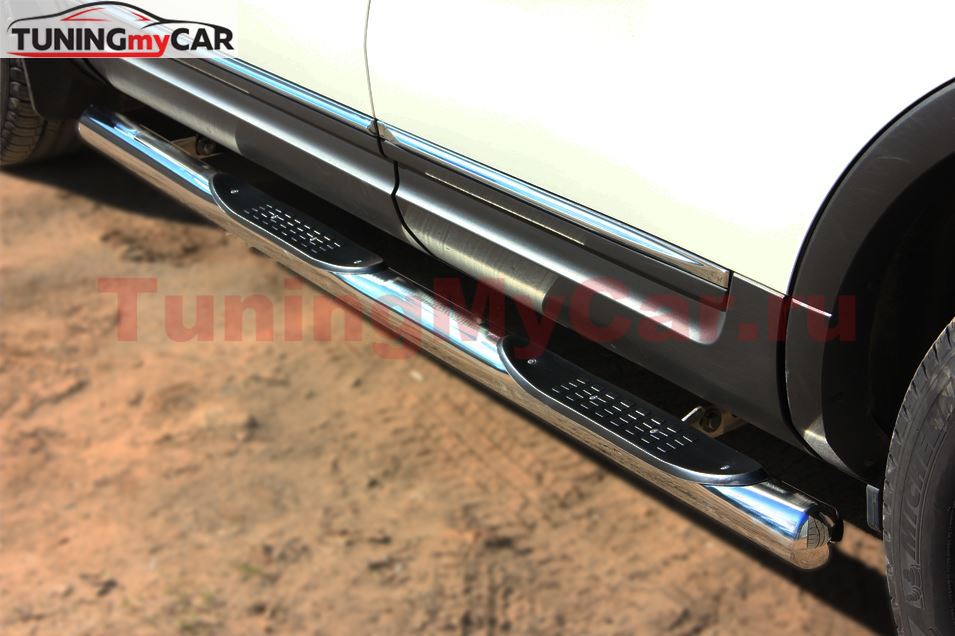 Пороги труба D76 с накладкой (вариант 3) для Ford Explorer V 2012-