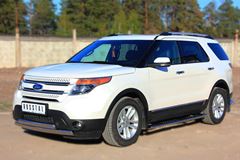 Пороги труба D120X60 с проступью для Ford Explorer V 2012-