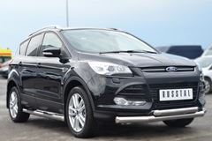Пороги труба D76 с накладкой (вариант 3) для Ford Kuga 2012-