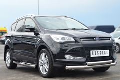 Пороги труба D76 с накладкой (вариант 2) для Ford Kuga 2012-