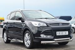 Пороги труба D76 с накладкой (вариант 1) для Ford Kuga 2012-