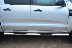 Пороги труба D76 с накладкой (вариант 3) для Ford Ranger 2011-