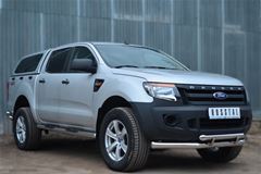 Пороги труба D76 с накладкой (вариант 3) для Ford Ranger 2011-