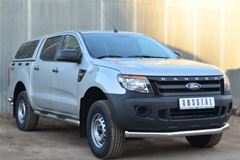 Пороги труба D76 с накладкой (вариант 1) для Ford Ranger 2011-