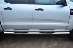 Пороги труба D76 с накладкой (вариант 2) для Ford Ranger 2011-