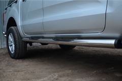 Пороги труба D76 с накладкой (вариант 2) для Ford Ranger 2011-