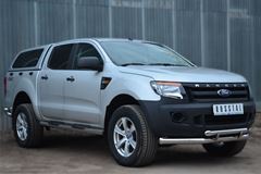 Пороги труба D76 с накладкой (вариант 2) для Ford Ranger 2011-