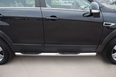 Пороги труба D76 с накладками (вариант 2) для Chevrolet Captiva 2011-2013