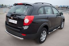 Пороги труба D76 с накладками (вариант 2) для Chevrolet Captiva 2011-2013
