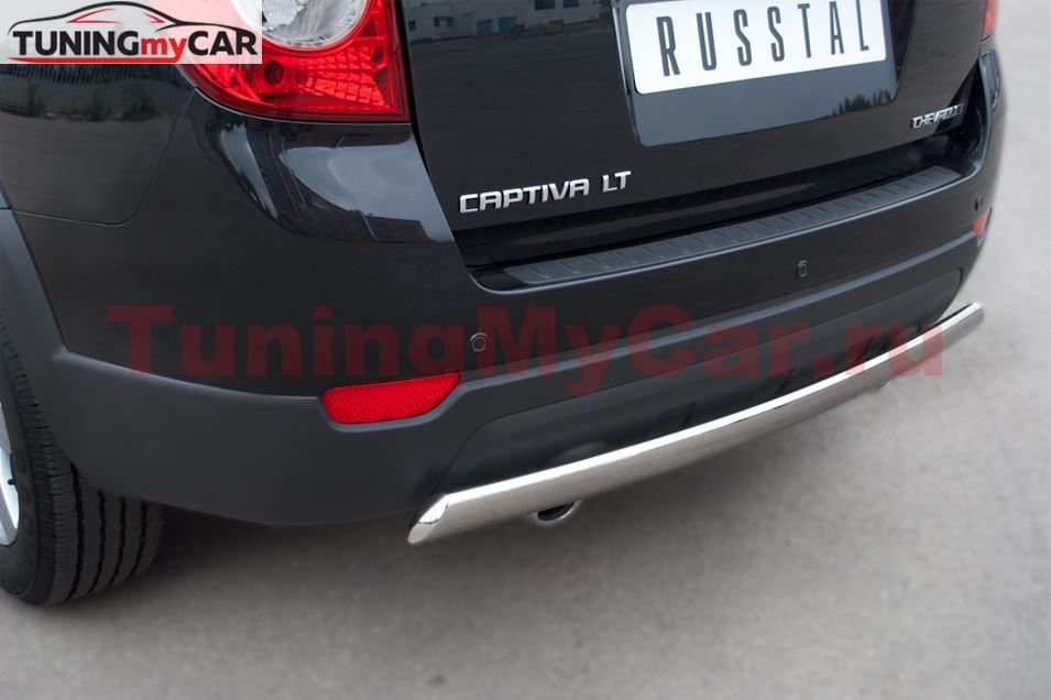 Защита заднего бампера D75х42 овал для Chevrolet Captiva 2011-2013