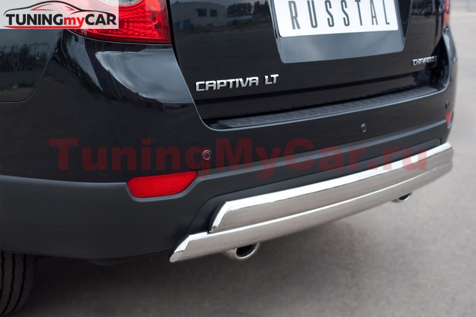 Защита заднего бампера D75х42/75х42 овалы для Chevrolet Captiva 2011-2013