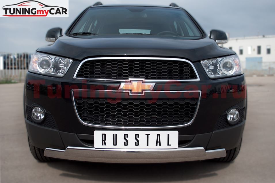 Защита переднего бампера D75х42/75х42 овалы для Chevrolet Captiva 2011-2013