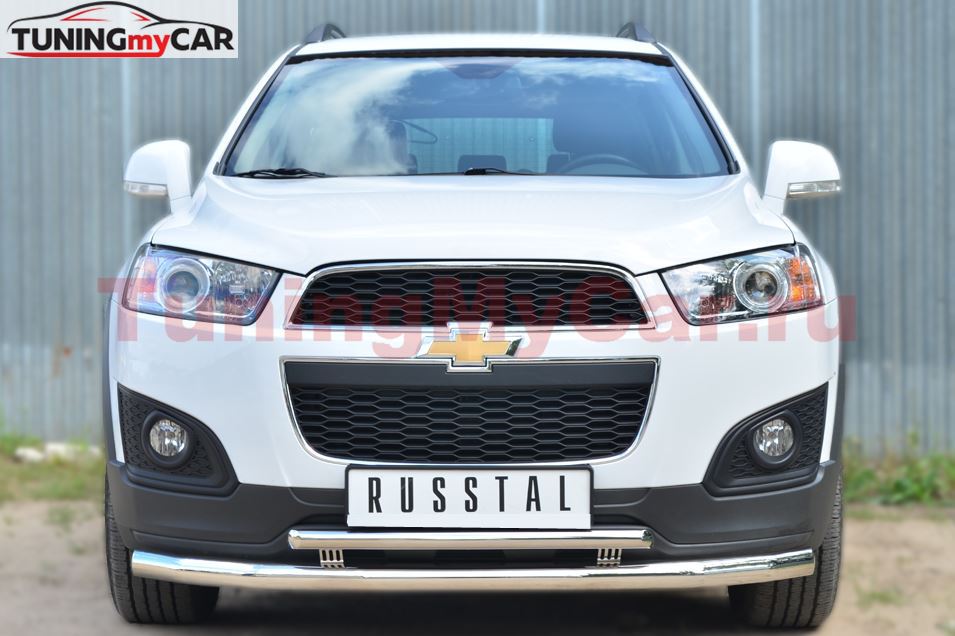 Защита переднего бампера D63 (секции) D42 (дуга) декор-паз для Chevrolet Captiva 2013-