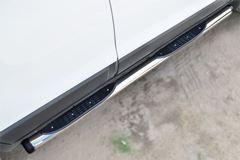 Пороги труба D76 с накладкой (вариант 2) для Chevrolet Captiva 2013-