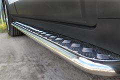 Пороги труба D42 с листом для Chevrolet Captiva 2013-2016 (Лист алюм., проф. нерж) (Вариант 1)