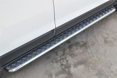 Пороги труба D42 с листом для Chevrolet Captiva 2013-2016 (Лист алюм., проф. нерж) (Вариант 1)