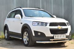 Пороги труба D42 с листом для Chevrolet Captiva 2013-2016 (Лист алюм., проф. нерж) (Вариант 1)