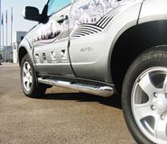 Пороги труба D76 с накладками (вариант 1) для Chevrolet Niva Bertone 2009-
