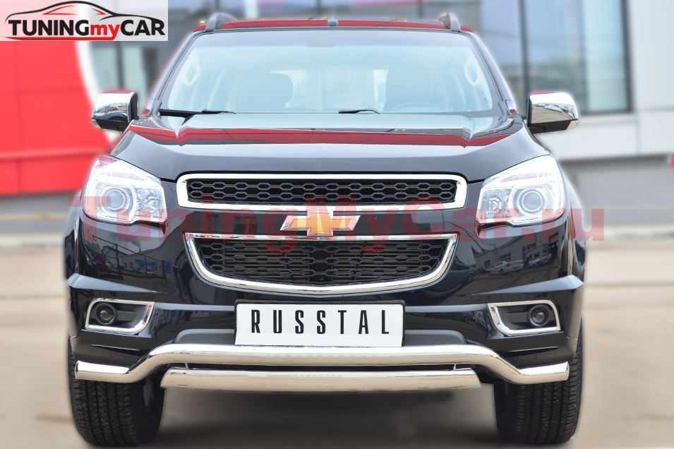 Защита переднего бампера D63 (волна) 75х42 (дуга) для Chevrolet Trailblazer 2012-