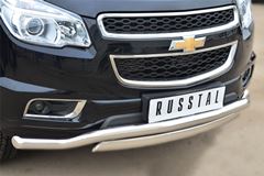 Защита переднего бампера D63 (волна) 75х42 (дуга) для Chevrolet Trailblazer 2012-