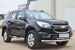 Пороги труба D76 с накладкой (вариант 3) для Chevrolet Trailblazer 2012-