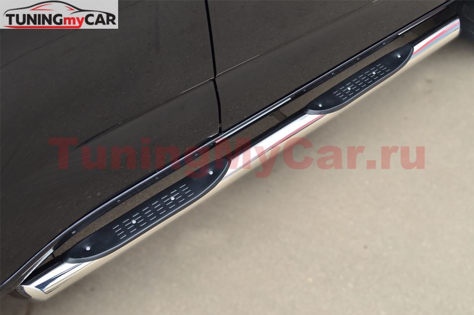 Пороги труба D76 с накладкой (вариант 1) для Chevrolet Trailblazer 2012-
