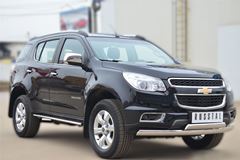 Пороги труба 75х42 овал с проступью для Chevrolet Trailblazer 2012-