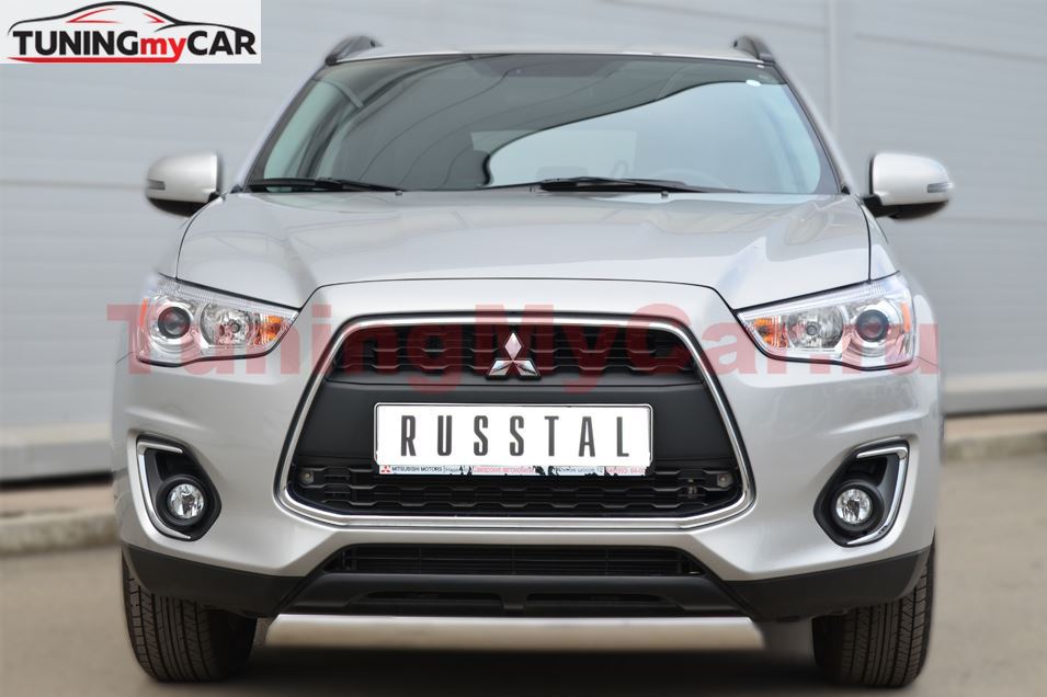 Защита переднего бампера 75х42 овал для Mitsubishi ASX 2012-