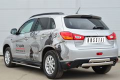 Защита заднего бампера 75х42/75х42 овалы (дуга) для Mitsubishi ASX 2012-