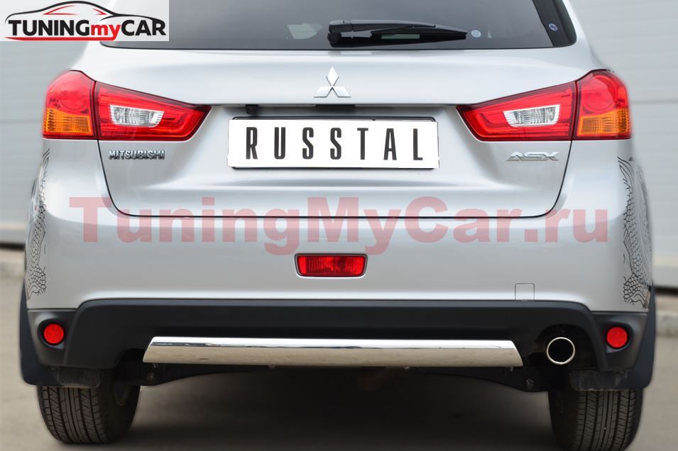 Защита заднего бампера 75х42 овал для Mitsubishi ASX 2012-