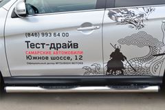 Пороги труба D76 с накладкой (вариант 2) для Mitsubishi ASX 2012-