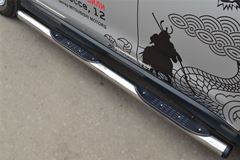 Пороги труба D76 с накладкой (вариант 2) для Mitsubishi ASX 2012-