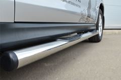 Пороги труба D76 с накладкой (вариант 2) для Mitsubishi ASX 2012-