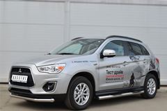 Пороги труба D76 с накладкой (вариант 2) для Mitsubishi ASX 2012-