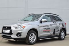 Пороги труба D75х42 овал с проступью для Mitsubishi ASX 2012-