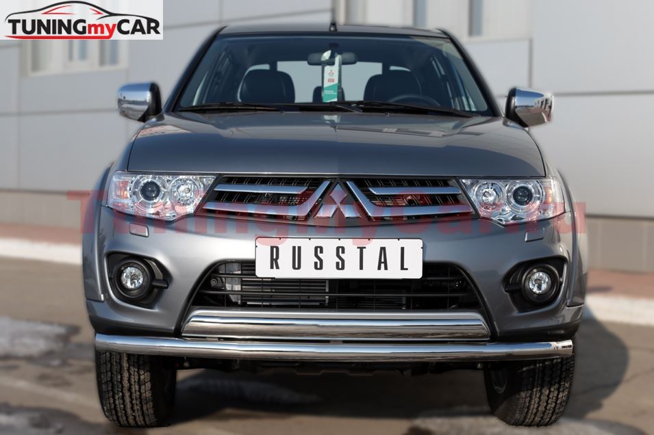 Защита переднего бампера D63 (секции) D75х42 (дуга) для Mitsubishi L200 2014