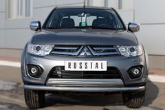 Защита переднего бампера D63 (секции) D75х42 (дуга) для Mitsubishi L200 2014