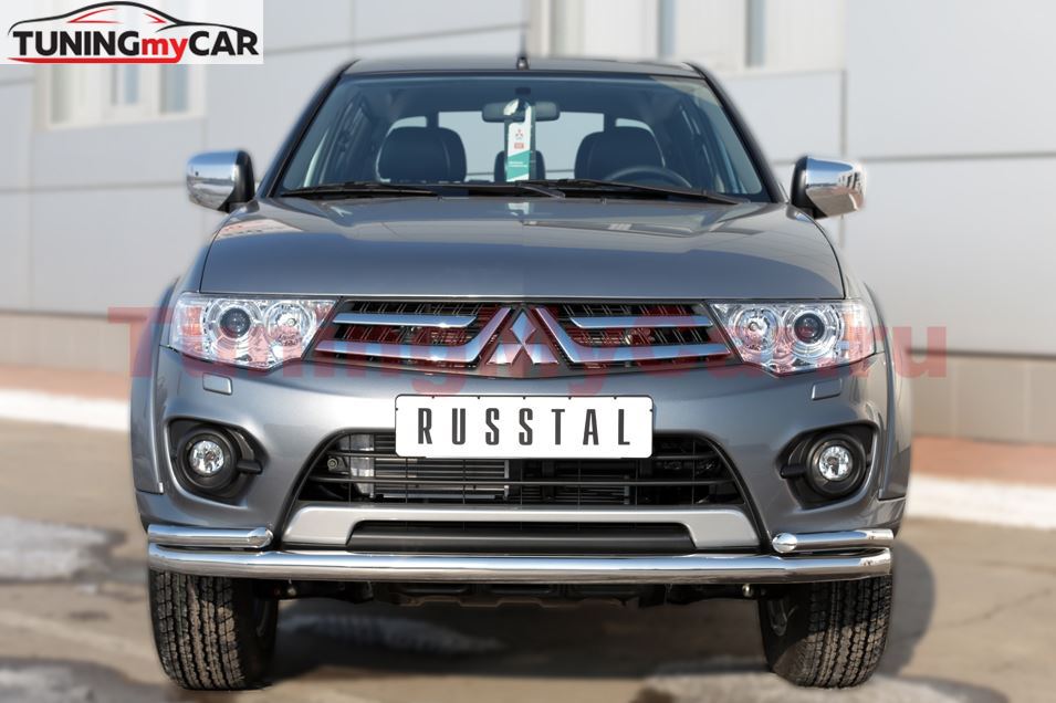 Защита переднего бампера D63 (секции) D42х2 (уголки) для Mitsubishi L200 2014