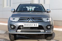 Защита переднего бампера D63 (секции) D42х2 (уголки) для Mitsubishi L200 2014
