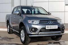 Пороги труба 120х60 овал с проступью для Mitsubishi L200 2014