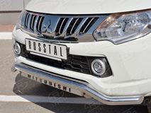 Защита переднего бампера D63 волна с надписью для Mitsubishi L200 2015-