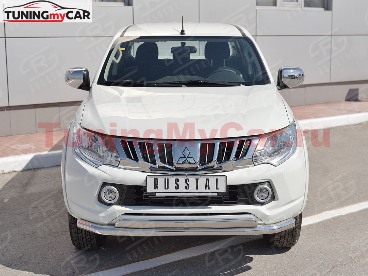 Защита переднего бампера D63 секция-75х42 дуга для Mitsubishi L200 2015-