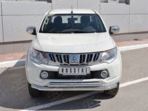 Защита переднего бампера D63 секция-D42 дуга с декором для Mitsubishi L200 2015-
