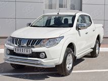 Защита переднего бампера D63 секция-D42 дуга с декором для Mitsubishi L200 2015-