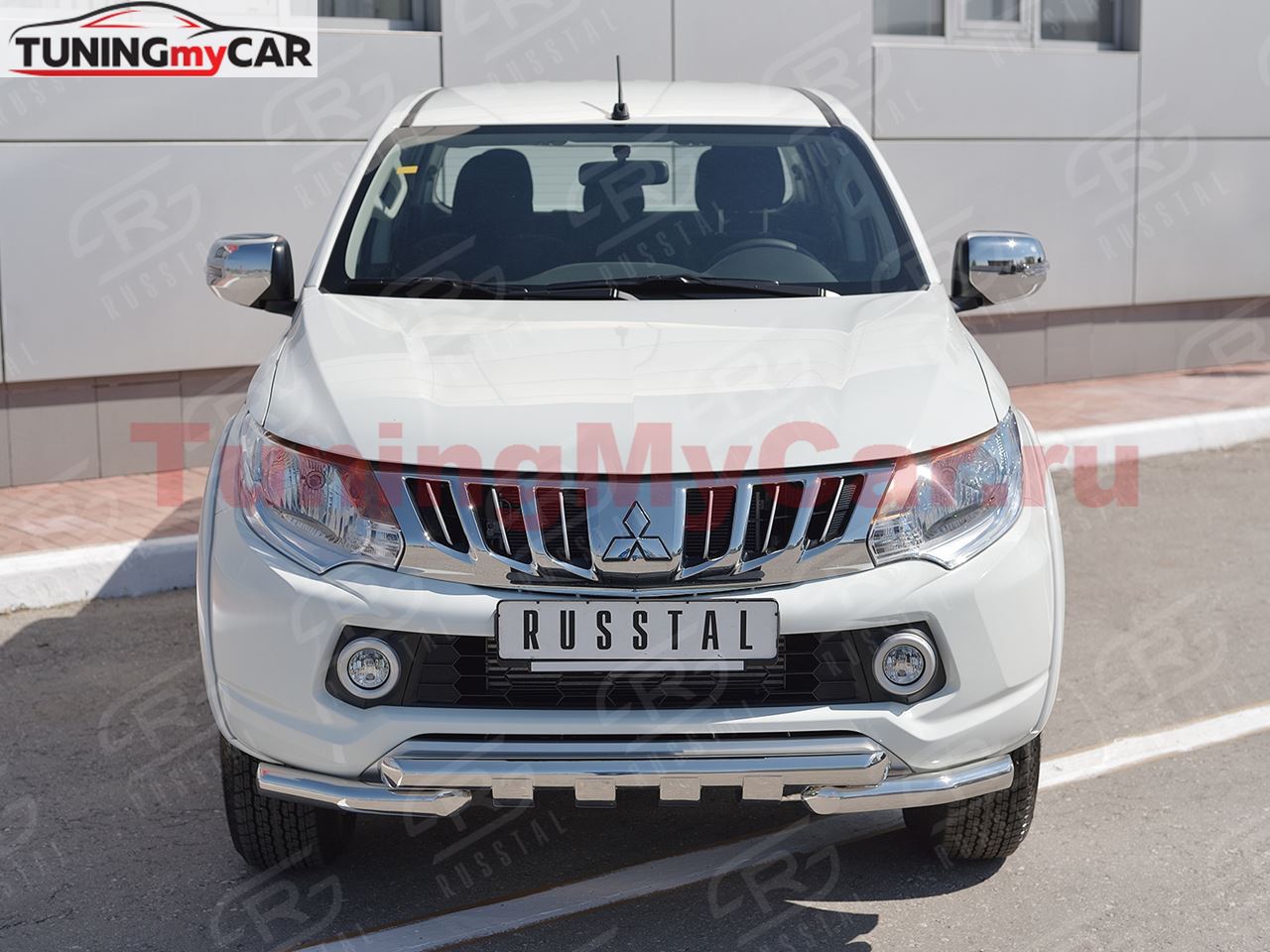 Защита переднего бампера D63дуга-D63 уголки+клыки для Mitsubishi L200 2015-