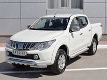 Защита переднего бампера D63дуга-D63 уголки+клыки для Mitsubishi L200 2015-