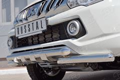 Защита переднего бампера D63дуга-D63 уголки+клыки для Mitsubishi L200 2015-